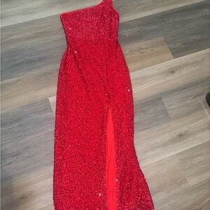 SHEIN Dazzling Red One Shoulder Dress